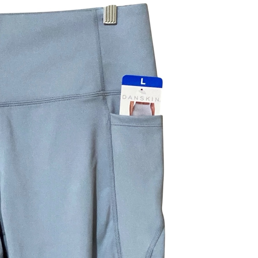 Danskin Womens Brushed Leggings Large Nebula Blue High Rise Side Pocket Yoga NWT - Picture 7 of 8